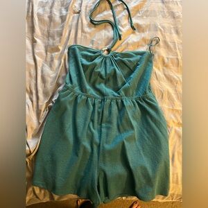 Teal romper that ties behind neck
